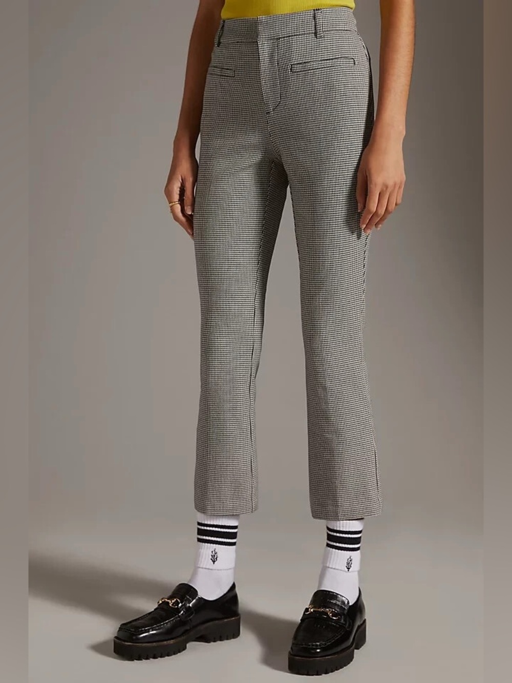 Maeve Anthropologie The Essential Slim Kick Flare Pants Houndstooth Sz 6 Preppy